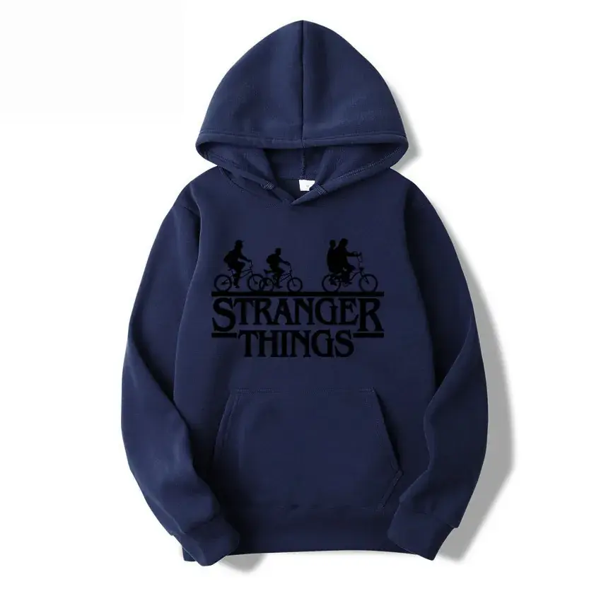 Men's Grey Stranger Things Hoodie with Stamp Print - Image 22