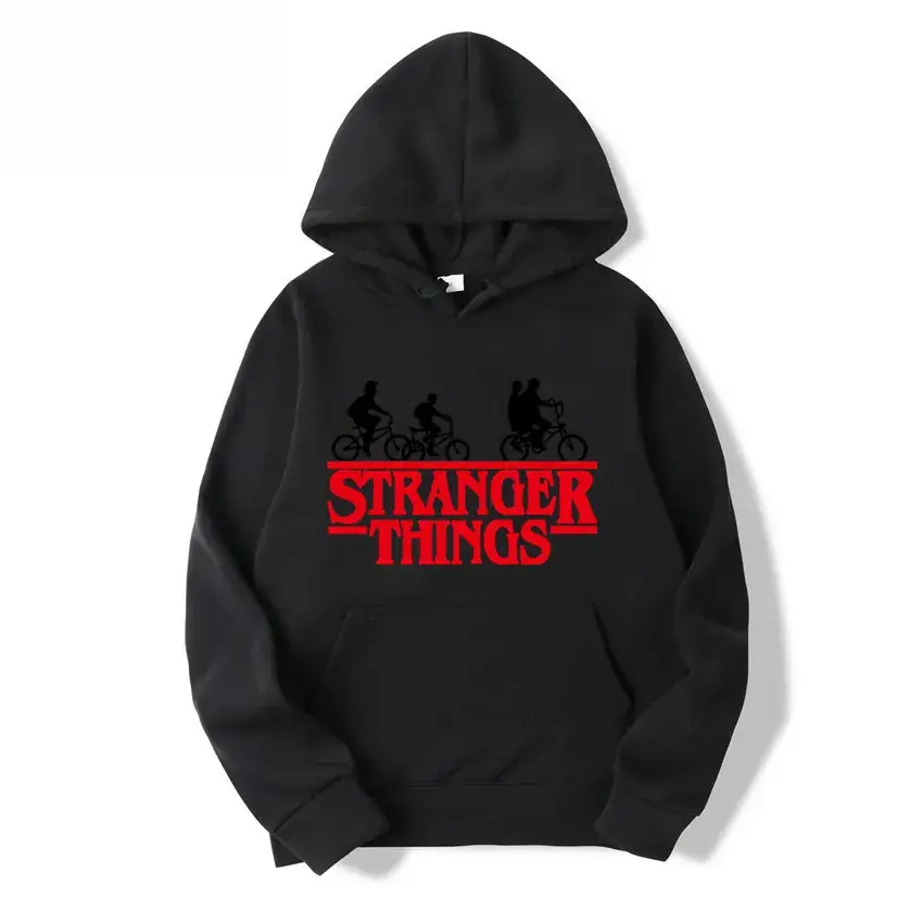 Men's Grey Stranger Things Hoodie with Stamp Print - Image 23
