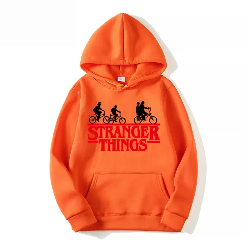 Men's Grey Stranger Things Hoodie with Stamp Print - Image 27