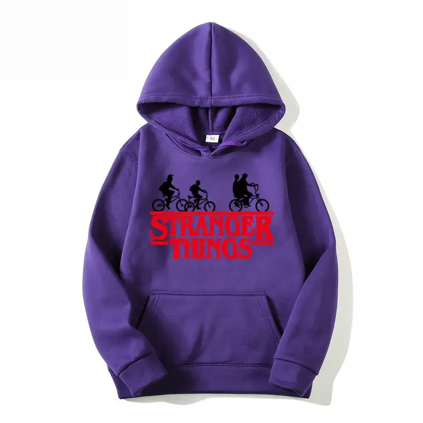 Men's Grey Stranger Things Hoodie with Stamp Print - Image 28