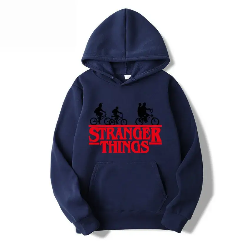 Men's Grey Stranger Things Hoodie with Stamp Print - Image 30