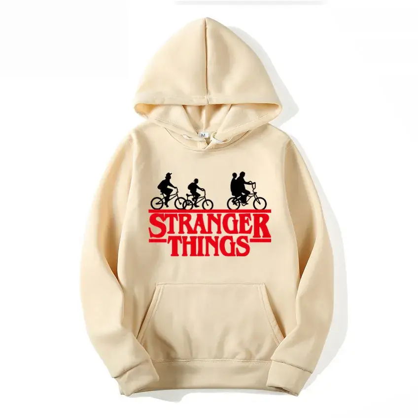 Men's Grey Stranger Things Hoodie with Stamp Print - Image 31