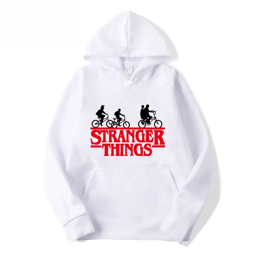 Men's Grey Stranger Things Hoodie with Stamp Print - Image 33