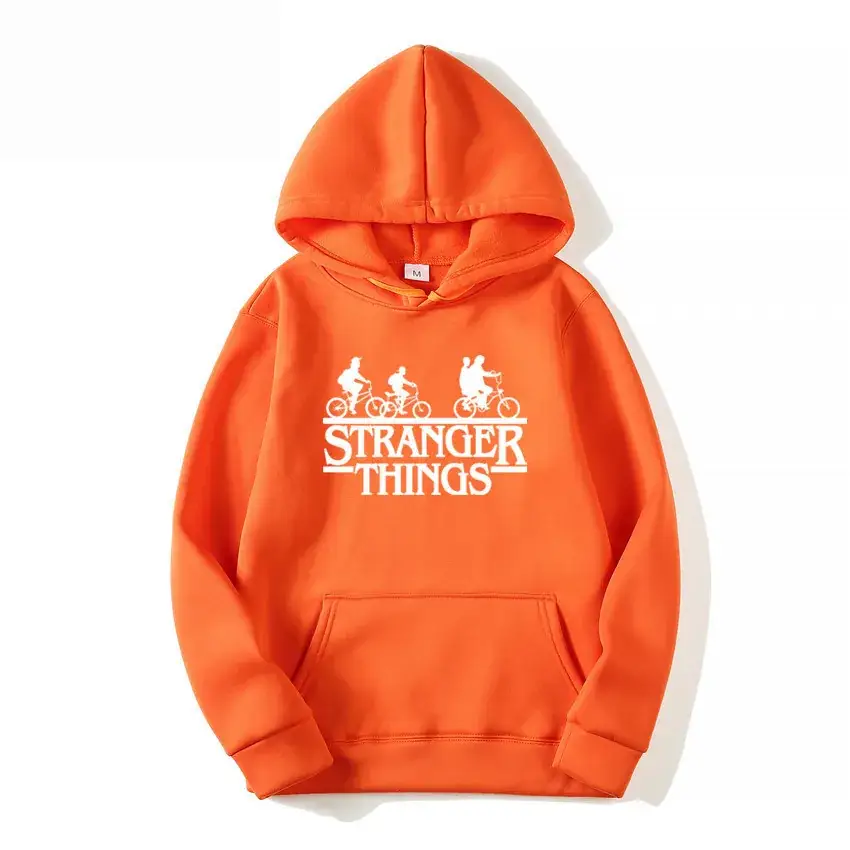 Men's Grey Stranger Things Hoodie with Stamp Print - Image 6