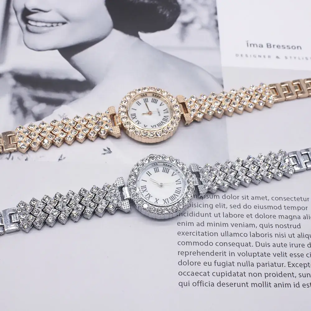 Women's Diamond Bracelet Watch Set with Chain - Image 34