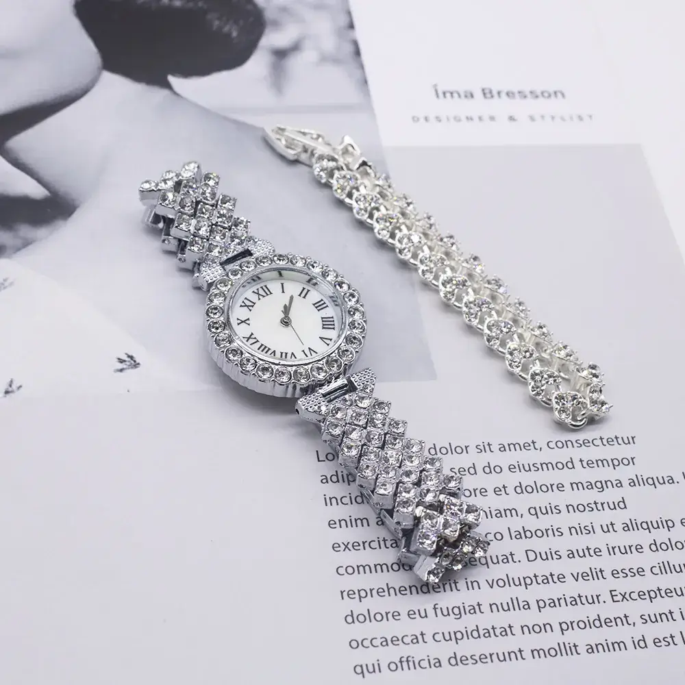 Women's Diamond Bracelet Watch Set with Chain - Image 35