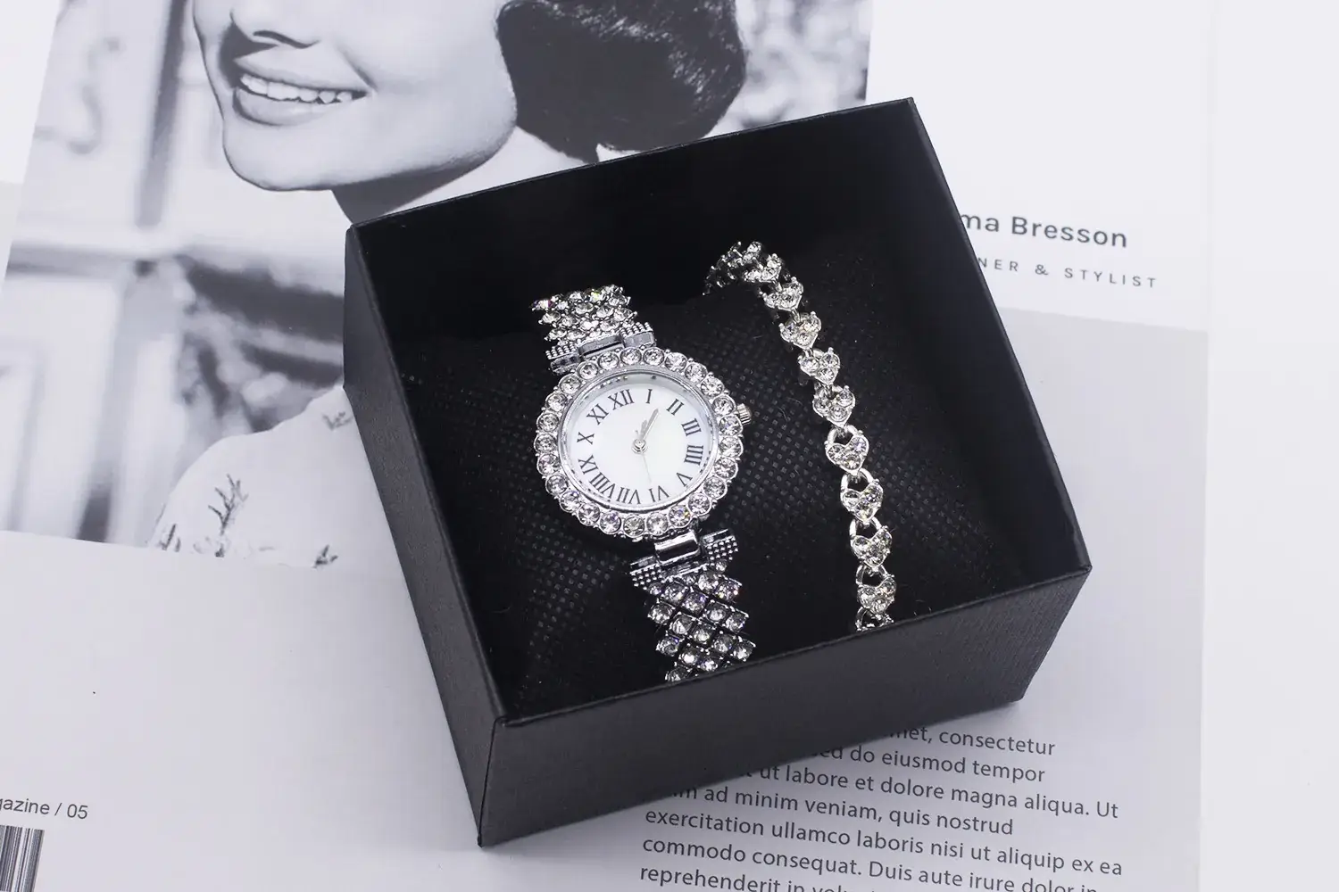 Women's Diamond Bracelet Watch Set with Chain — feature 6