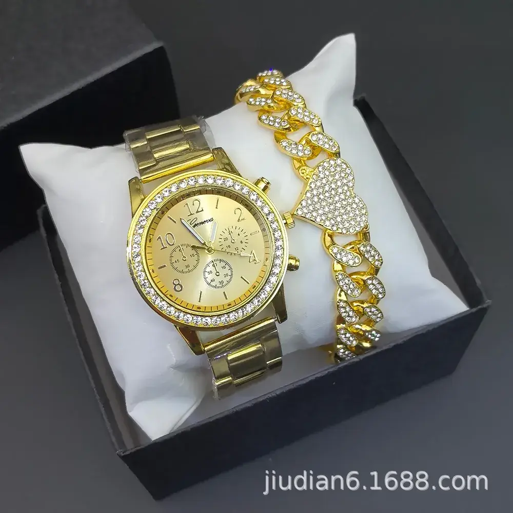 Women's Diamond Bracelet Watch Set with Chain - Image 10