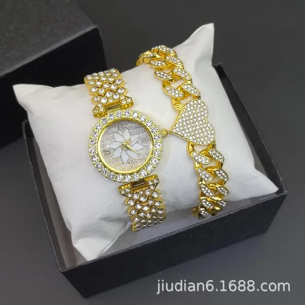 Women's Diamond Bracelet Watch Set with Chain - Image 11