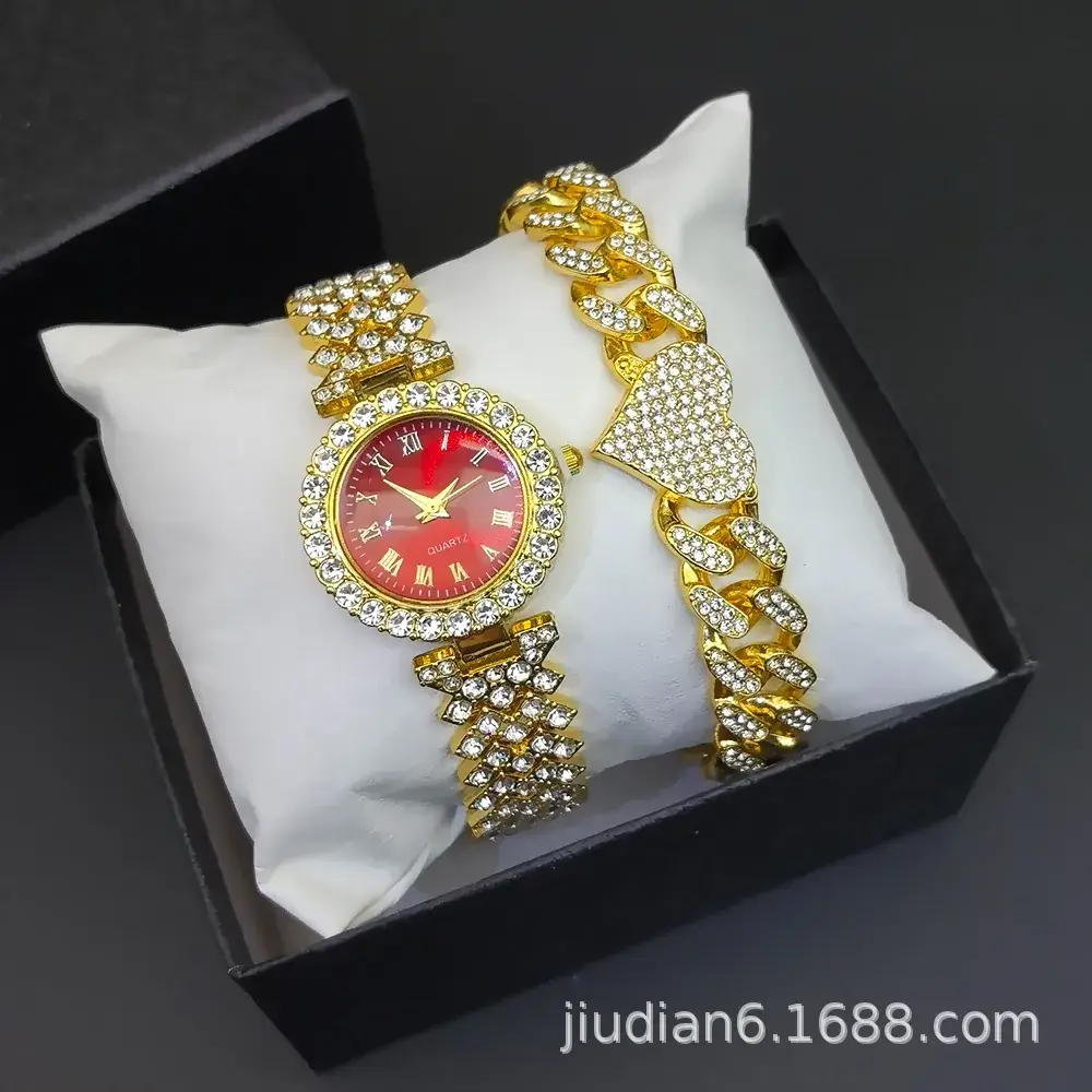 Women's Diamond Bracelet Watch Set with Chain - Image 14