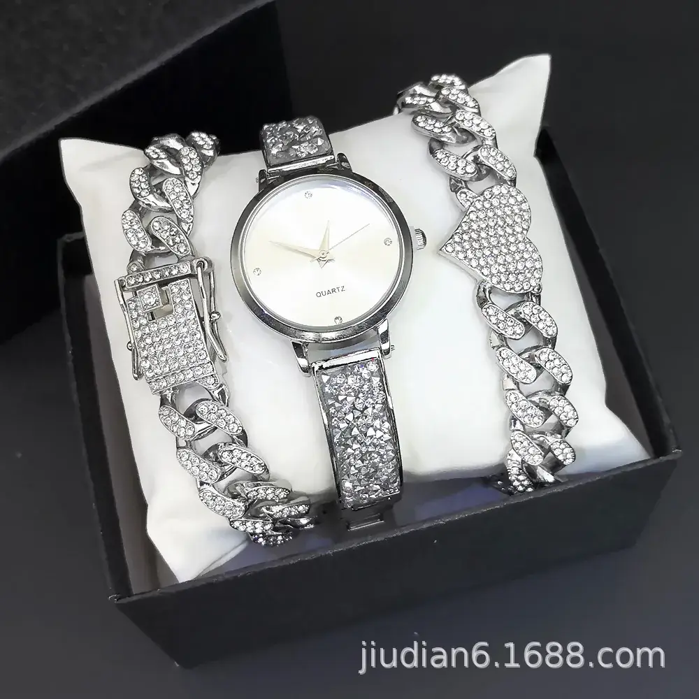 Women's Diamond Bracelet Watch Set with Chain - Image 28