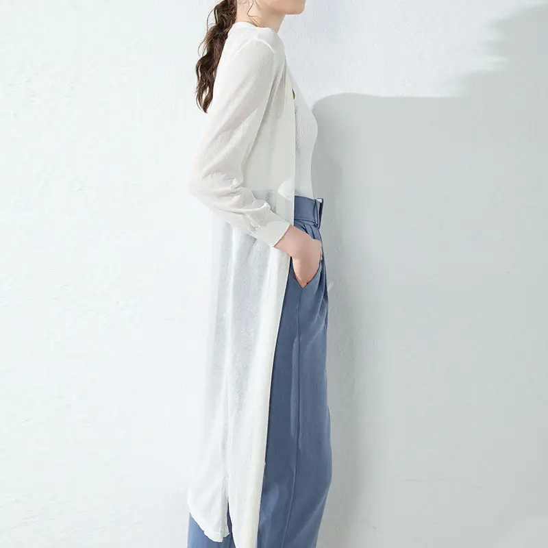 2025 Summer Linen Ice Silk Mid-Length Cardigan Women - Image 47
