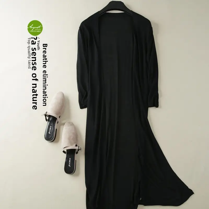 2025 Summer Linen Ice Silk Mid-Length Cardigan Women - Image 19
