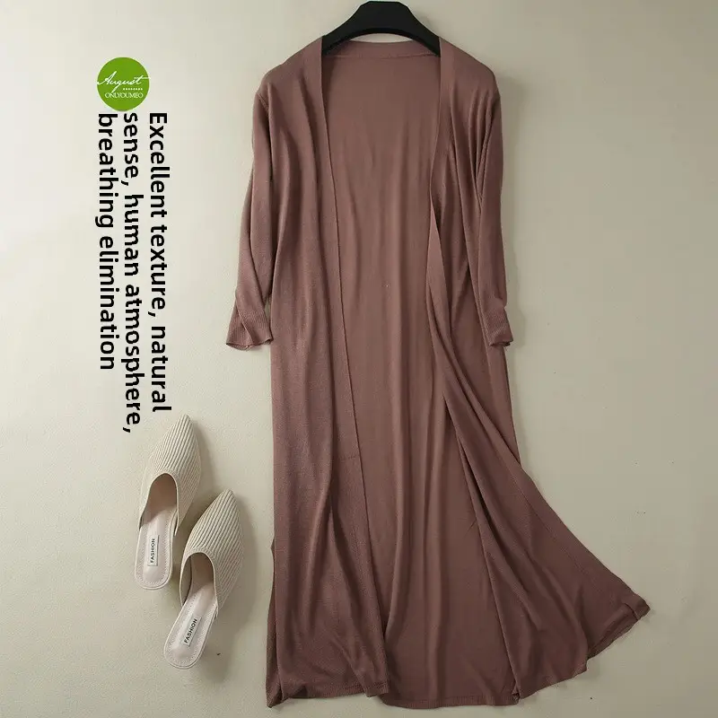 2025 Summer Linen Ice Silk Mid-Length Cardigan Women - Image 30