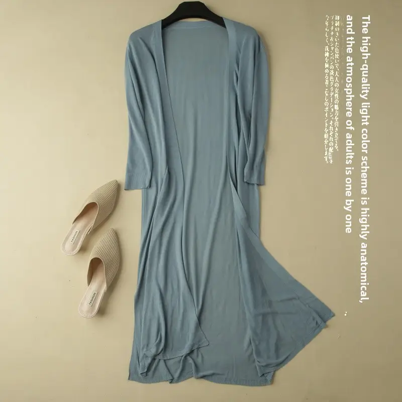 2025 Summer Linen Ice Silk Mid-Length Cardigan Women - Image 40