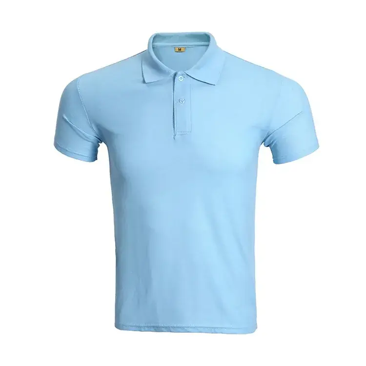 Light Blue Polo T-Shirt for Men Short Sleeve - Image 2