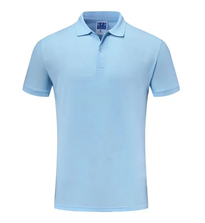 Light Blue Polo T-Shirt for Men Short Sleeve - Image 24