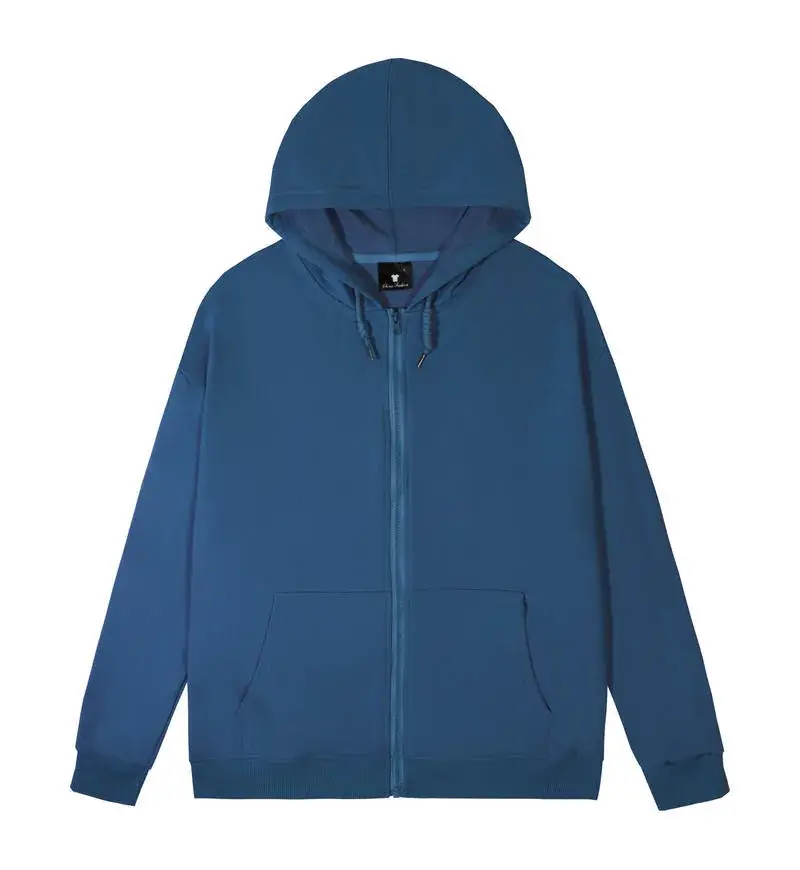 Blue Full-Zip Hoodie with Fleece Lining - Image 9