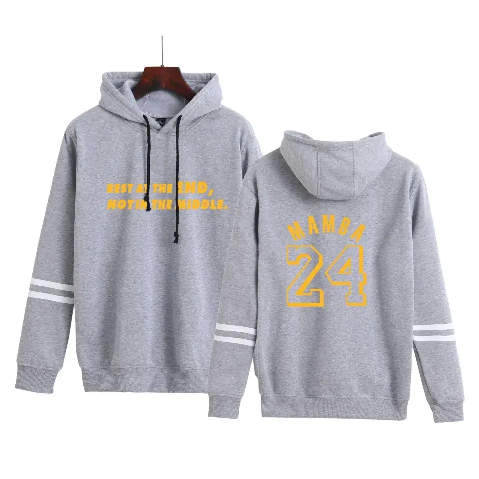 Men Grey Basketball Logo Fleece Hoodie Long Sleeve - Image 3
