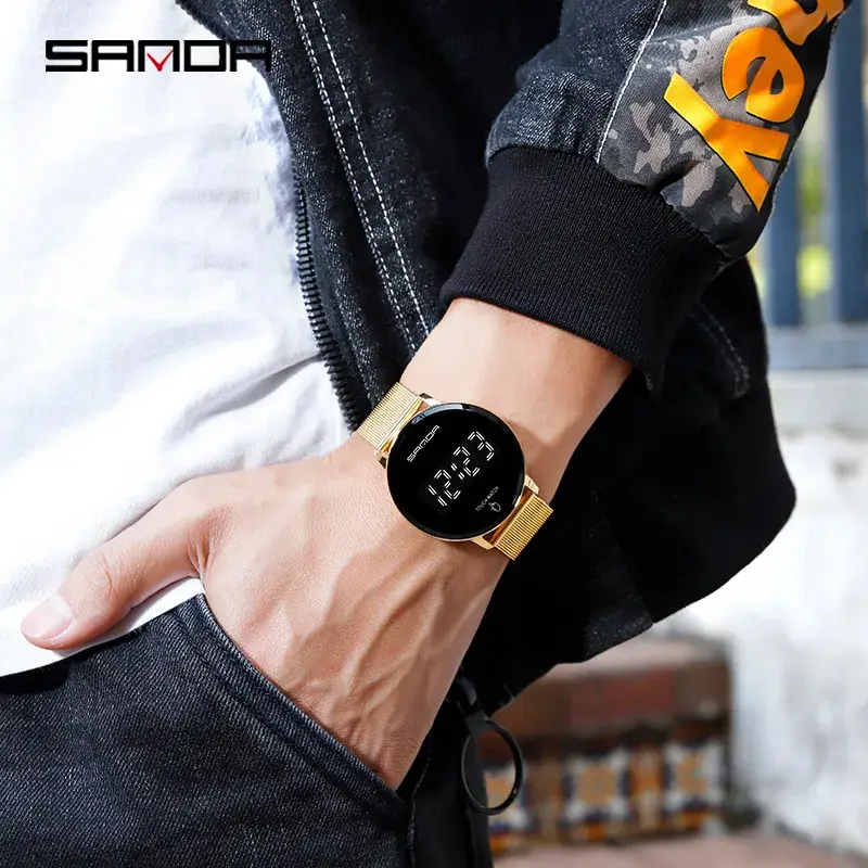 Sanda Touch Screen Watch Blue Mesh Waterproof - Image 8