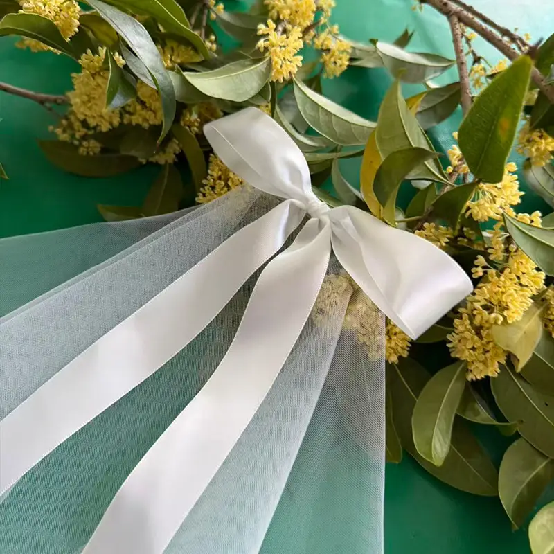White Travel Bow Veil for Bridal Wear - Image 6