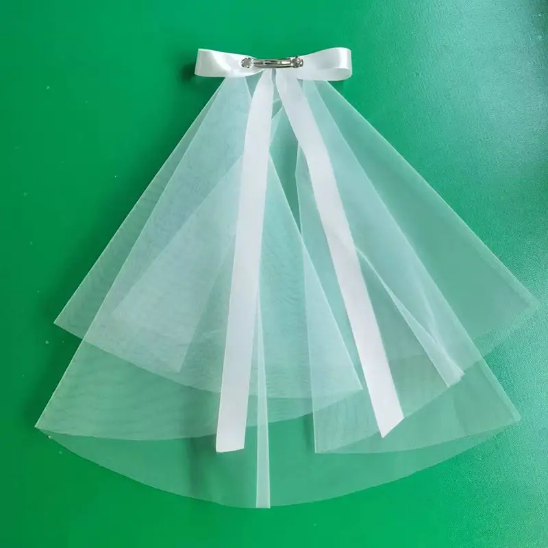 White Travel Bow Veil for Bridal Wear - Image 2