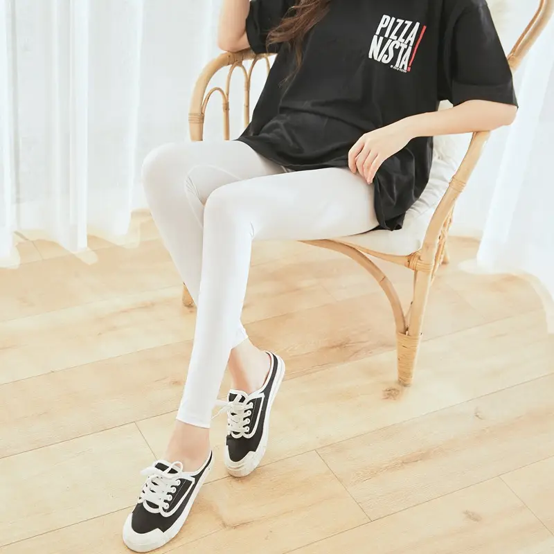 Ice Silk Leggings Women High Waist Gray Plus Size - Image 2