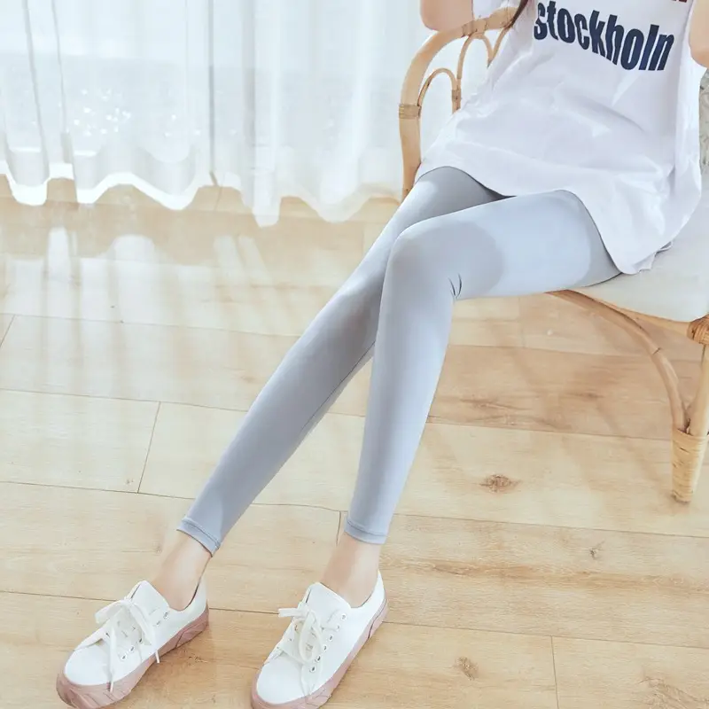Ice Silk Leggings Women High Waist Gray Plus Size - Image 3