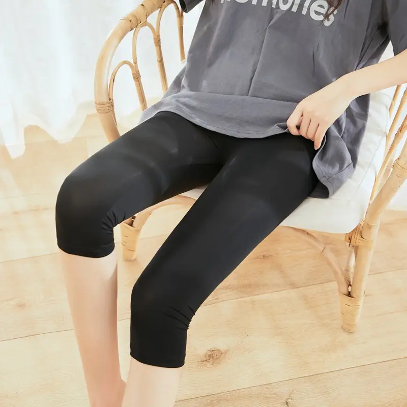 Ice Silk Leggings Women High Waist Gray Plus Size - Image 4