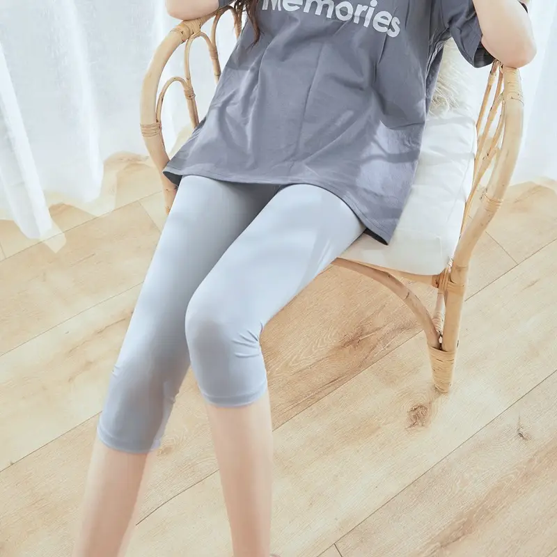 Ice Silk Leggings Women High Waist Gray Plus Size - Image 6
