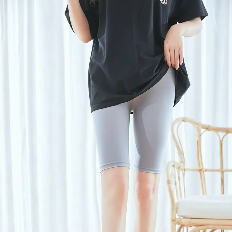 Ice Silk Leggings Women High Waist Gray Plus Size - Image 9