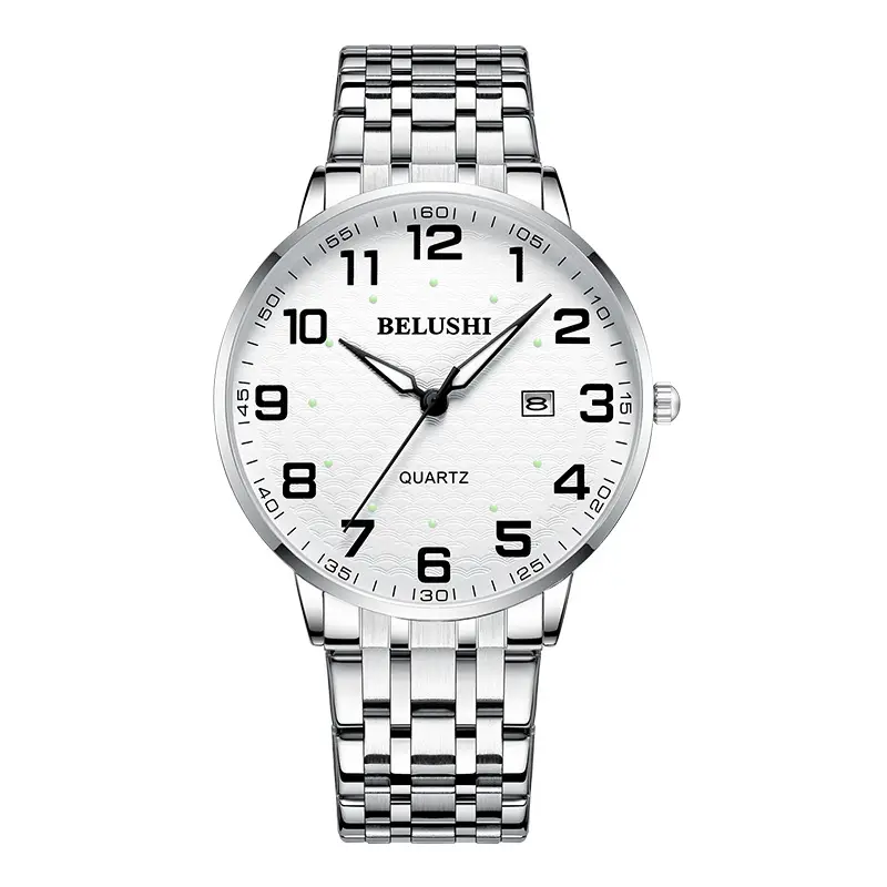 B- 558 men's silver shell white steel belt