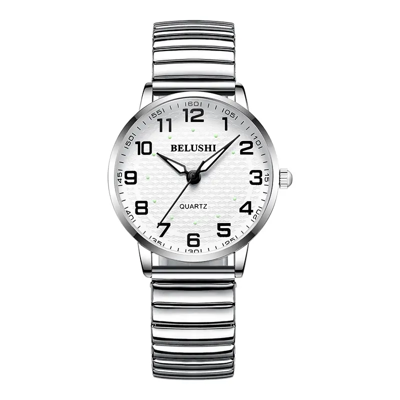 B- 559 women's silver shell white surface spring steel belt