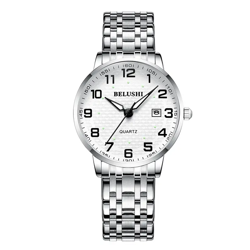 B- 558 women's silver shell white steel belt