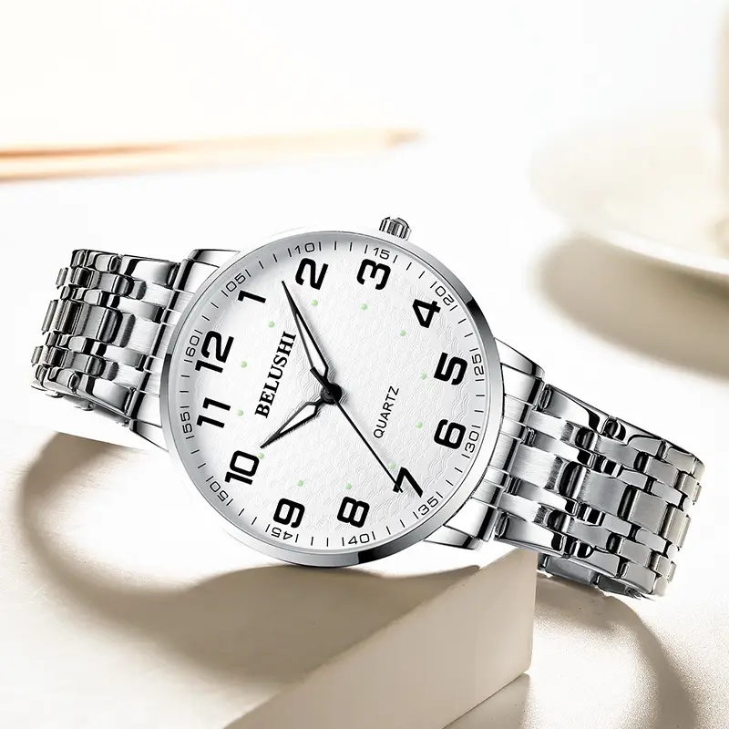 B- 559 men's silver shell white steel belt