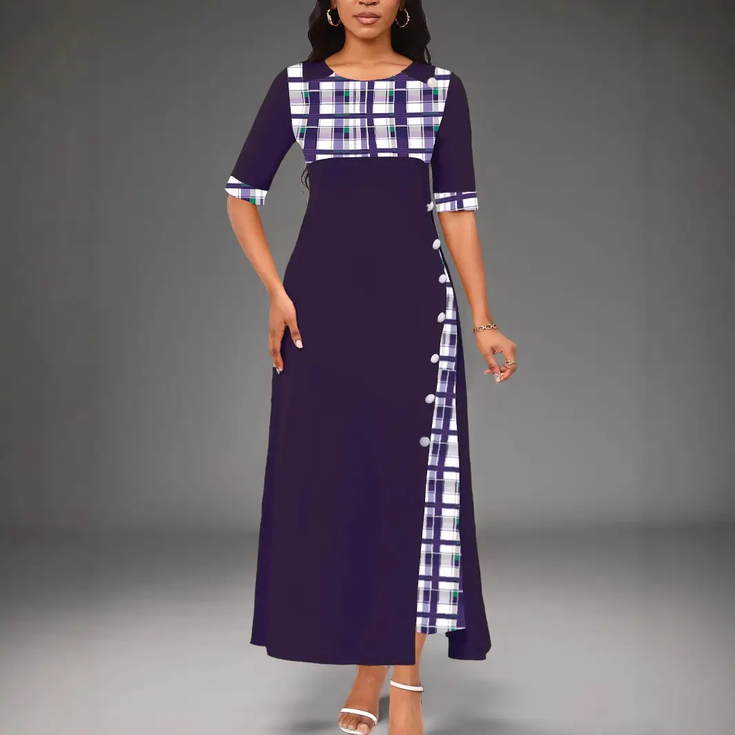 2024 Orange Plaid Anarkali Dress Large - Image 7