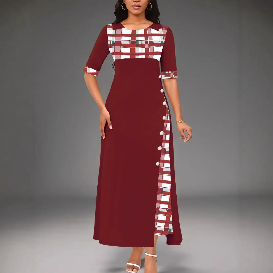 2024 Orange Plaid Anarkali Dress Large - Image 8