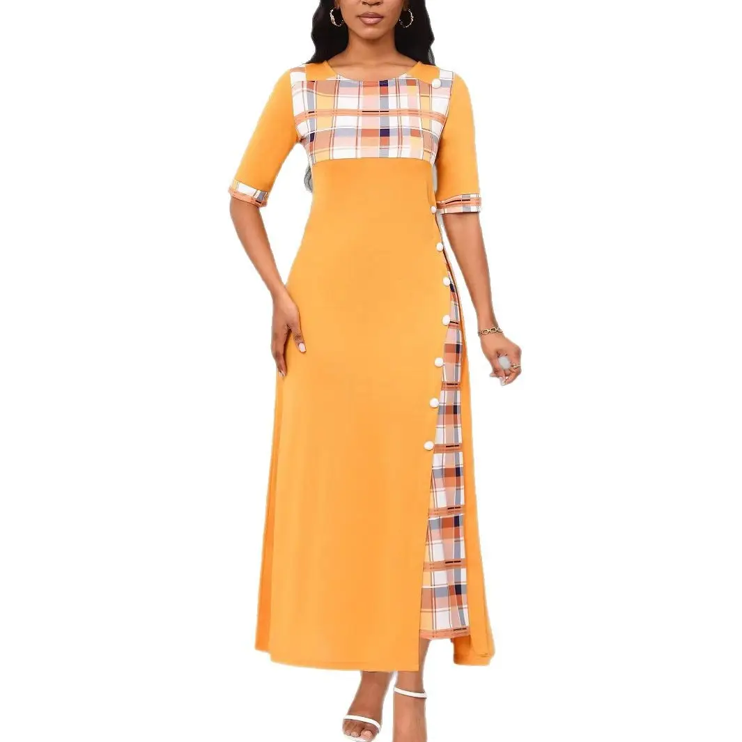 2024 Orange Plaid Anarkali Dress Large - Image 9