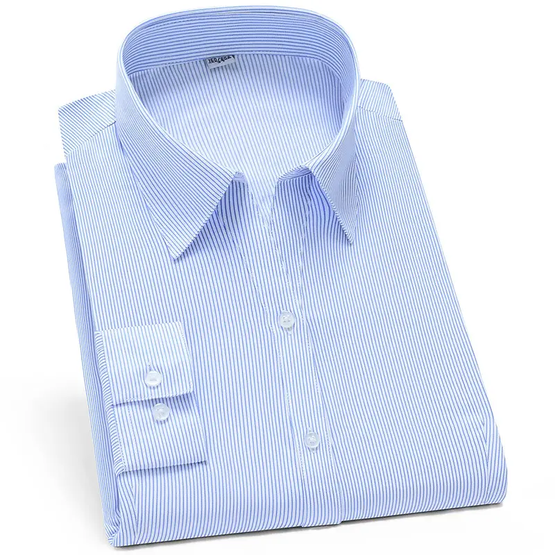 Women's Blue Striped V-Neck Long Sleeve Shirt - Image 10
