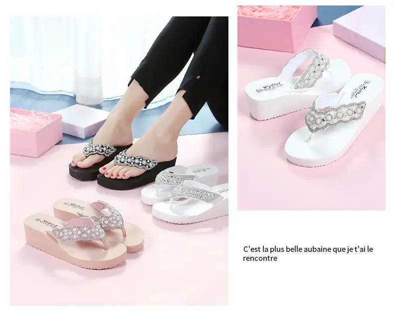 Black Rhinestone EVA Wedge Sandals for Women — feature 14