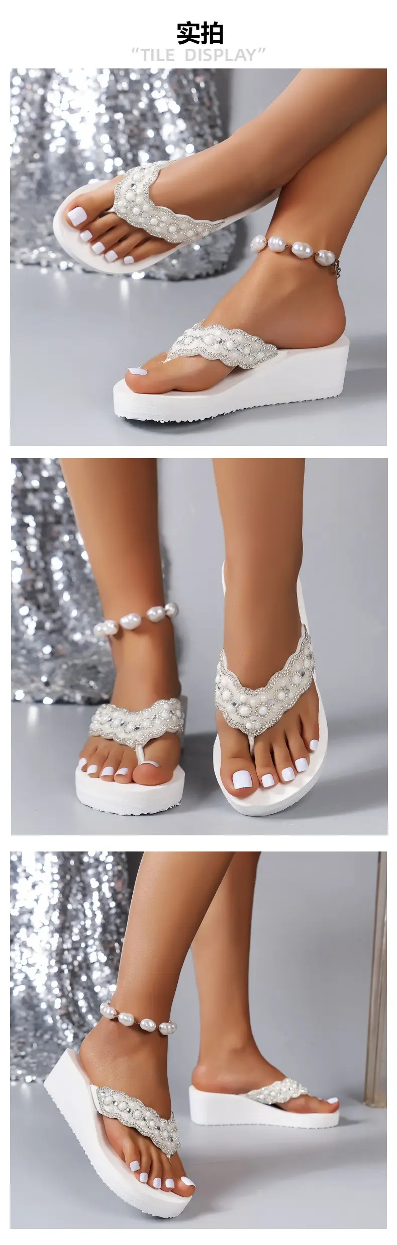 Black Rhinestone EVA Wedge Sandals for Women — feature 16