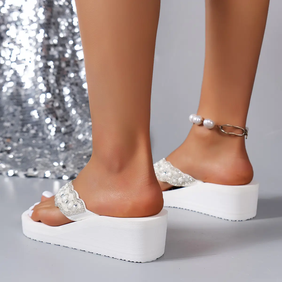Black Rhinestone EVA Wedge Sandals for Women — feature 17