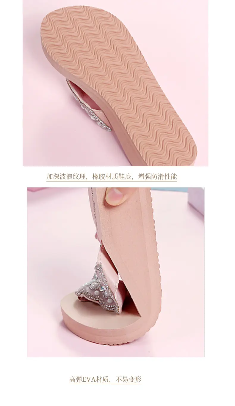 Black Rhinestone EVA Wedge Sandals for Women — feature 7