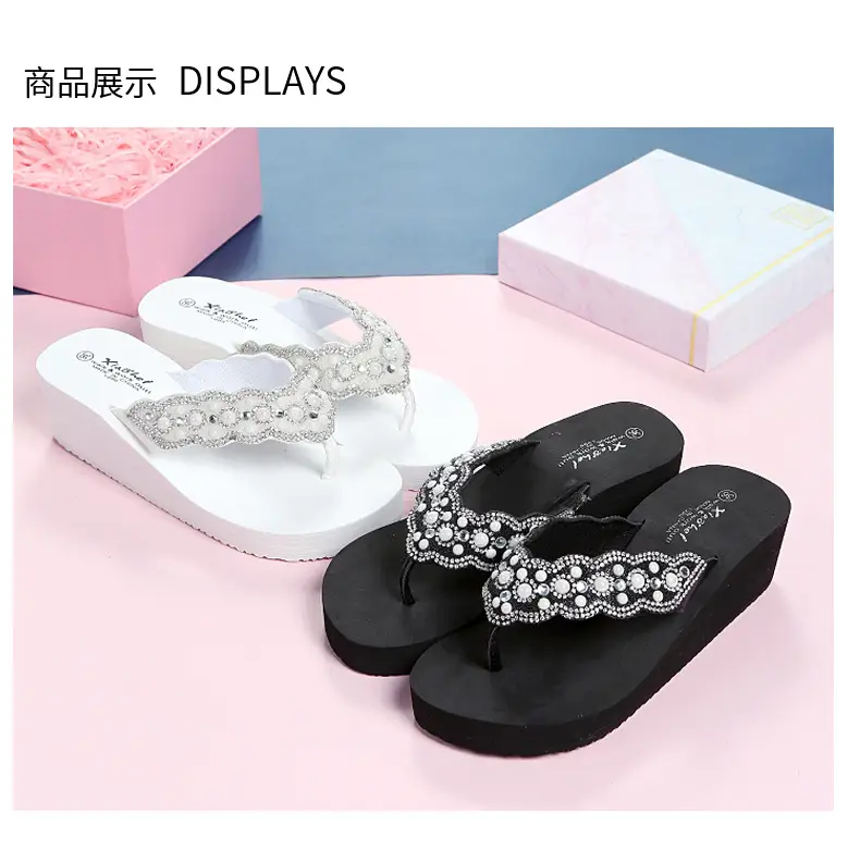 Black Rhinestone EVA Wedge Sandals for Women — feature 8