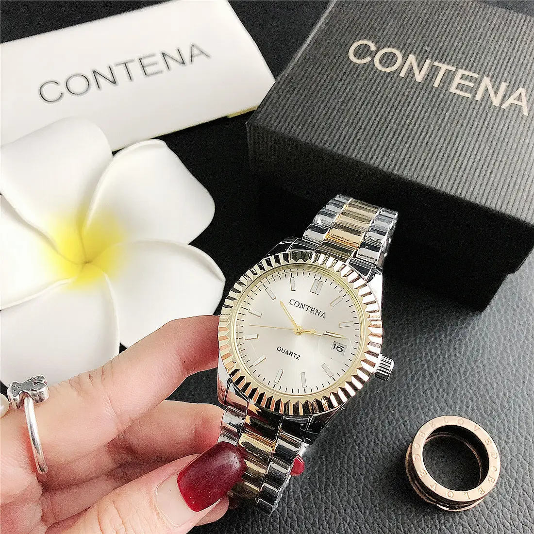 Women's Rose Gold Quartz Watch with Crystal Band - Image 7