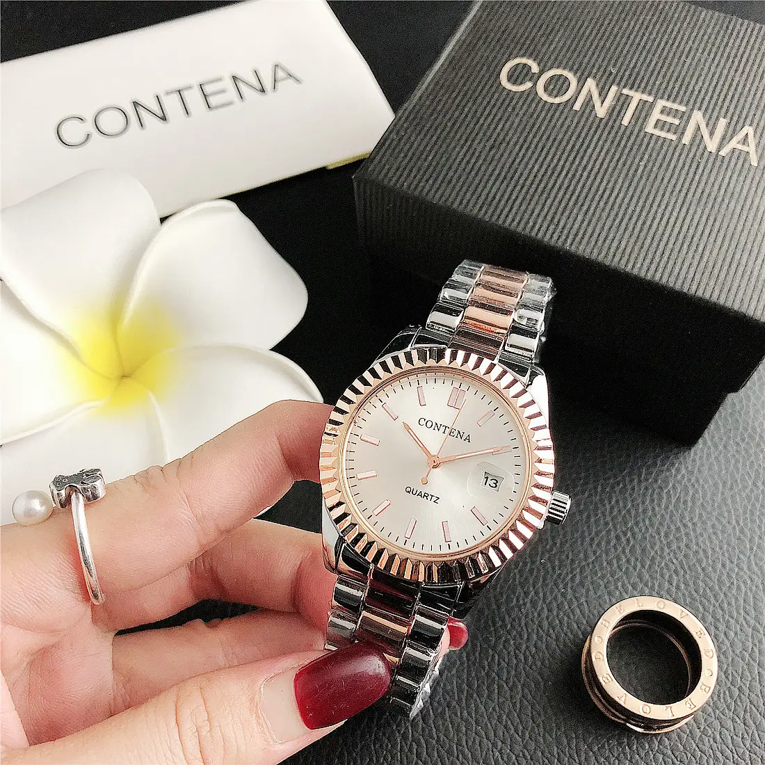 Women's Rose Gold Quartz Watch with Crystal Band - Image 8