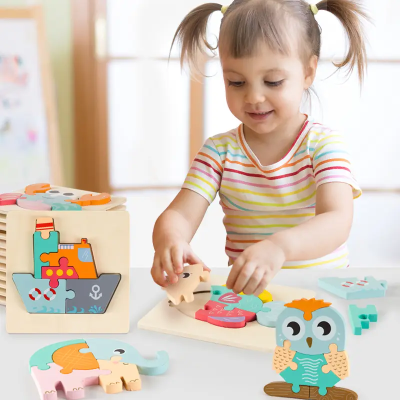Wooden 3D Puzzle Toy for Kids Educational Building Blocks