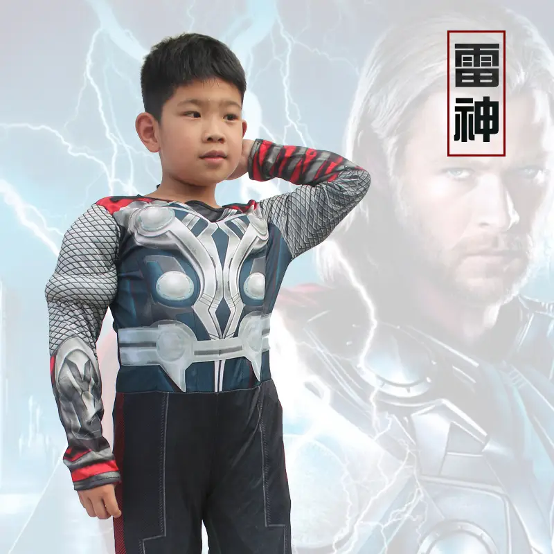 Children's Masquerade Costume Thor Hulk Anime Suit Red Blue - Image 4