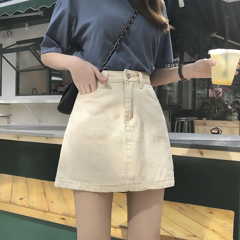 Pure Cotton High Waist Slimming Skirt Women Pink