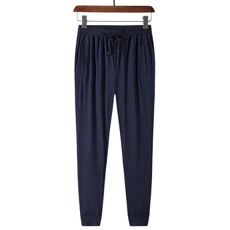 Men's Black Ice Silk Elastic Sports Pants Large - Image 2